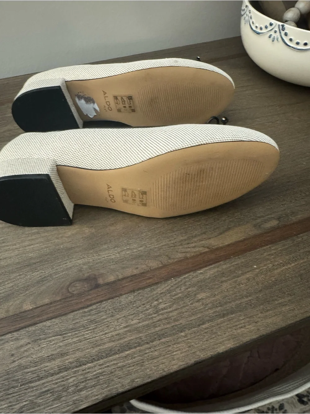 ALDO Cream Ballet Flats with Black Trim